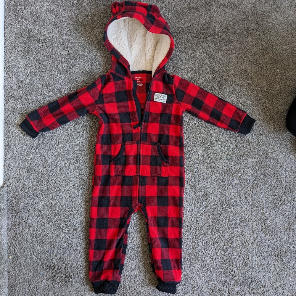Fleece one piece sweater, zip up, hoodie, fits like 12 month